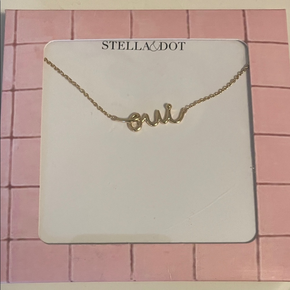 Stella & Dot Gold Script Necklace